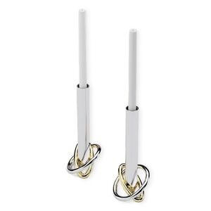 ANNA NEW YORK SET OF 2 RING CANDLEHOLDERS CANDLESTICKS SILVER/GOLD NWOT